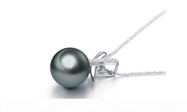 k diamond ring real original 925 sterling silver necklace natural freshwater black pearl pendant necklace wedding jewelry for women ng0